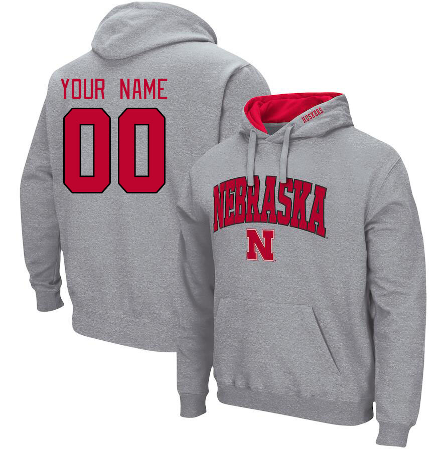 Custom Nebraska Huskers Name And Number College Hoodie-Gray - Click Image to Close
